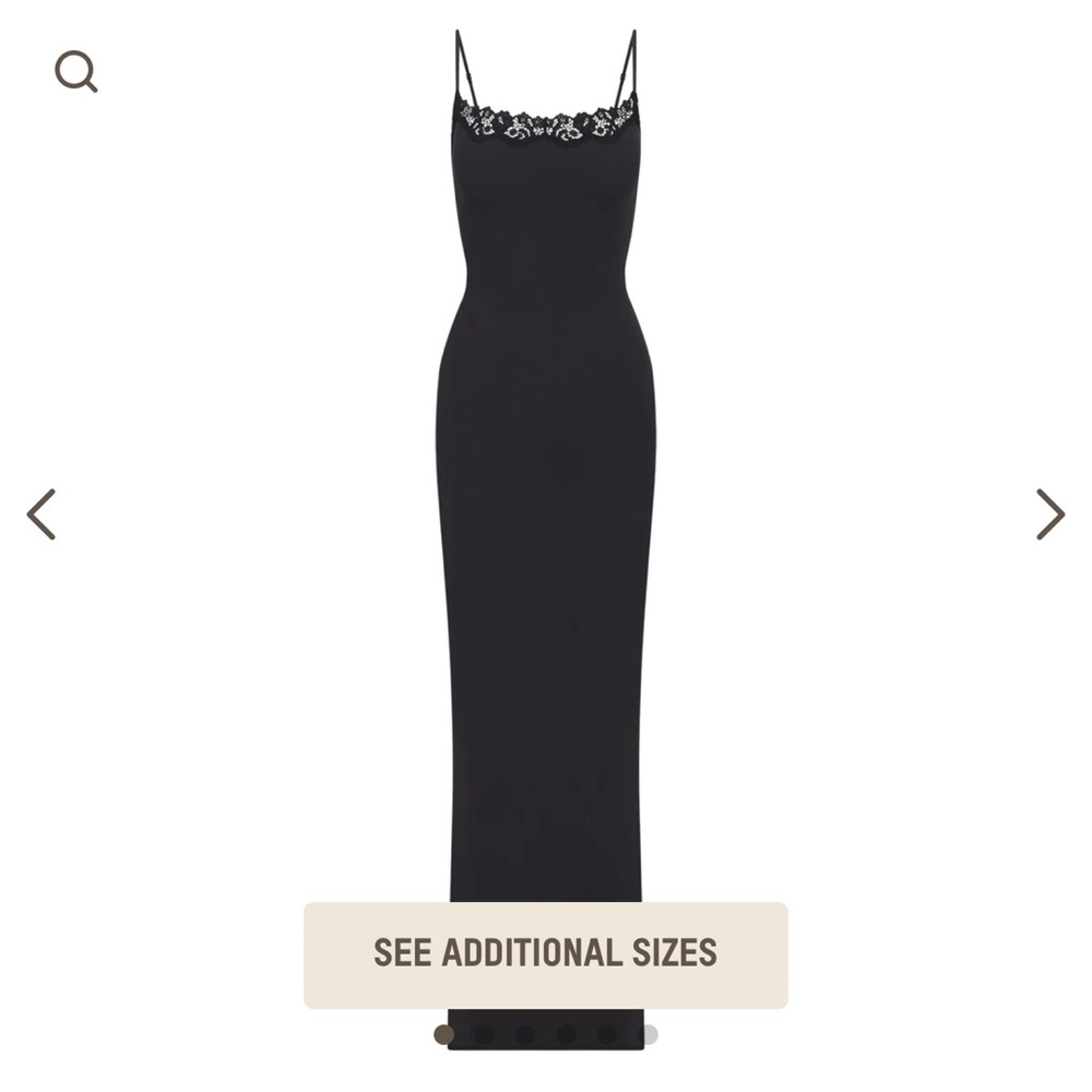 SKIMS FITS EVERYBODY LACE SLIP DRESS, ONYX, NEW WITH TAGS